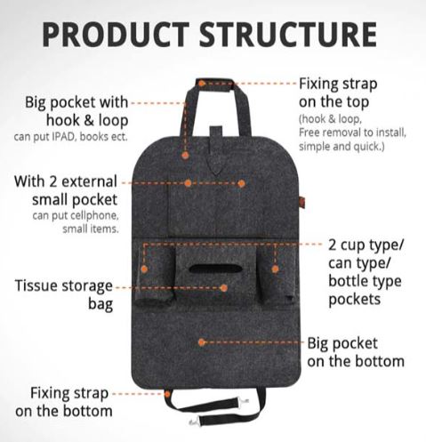 Car Seat Organizer - Beige Colour - Image 3