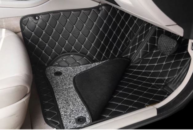 Tata Nexon 2017 Onwards Premium Diamond Pattern 7D Car Floor Mats (Set of 3, Black) - Image 4