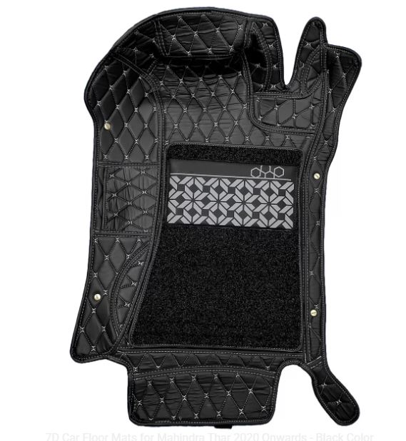 7D Car Floor Mats for Mahindra Thar 2020 Onwards - Black Color - Image 3